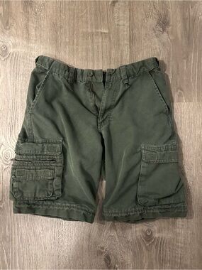 Kids Olive Green Cargo Shorts with Multiple Pockets
